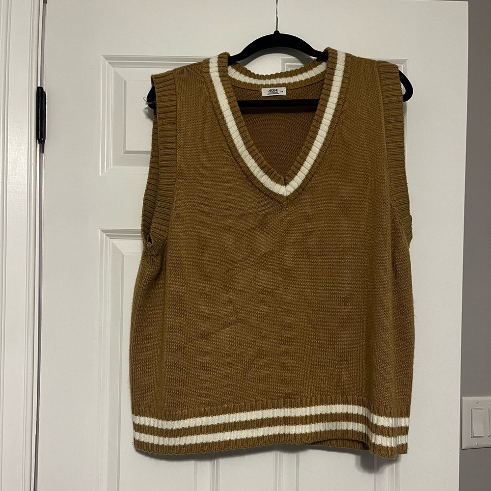 Brown V-Neck Sweater Vest